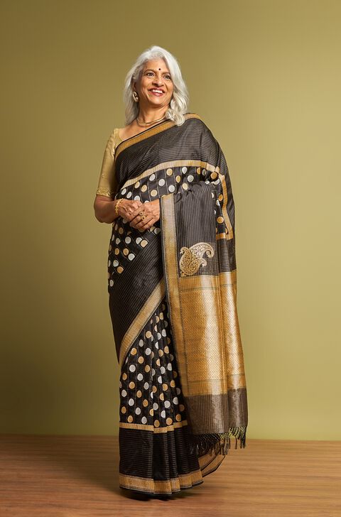 Black Pure Silk Kadwa Banarasi Saree