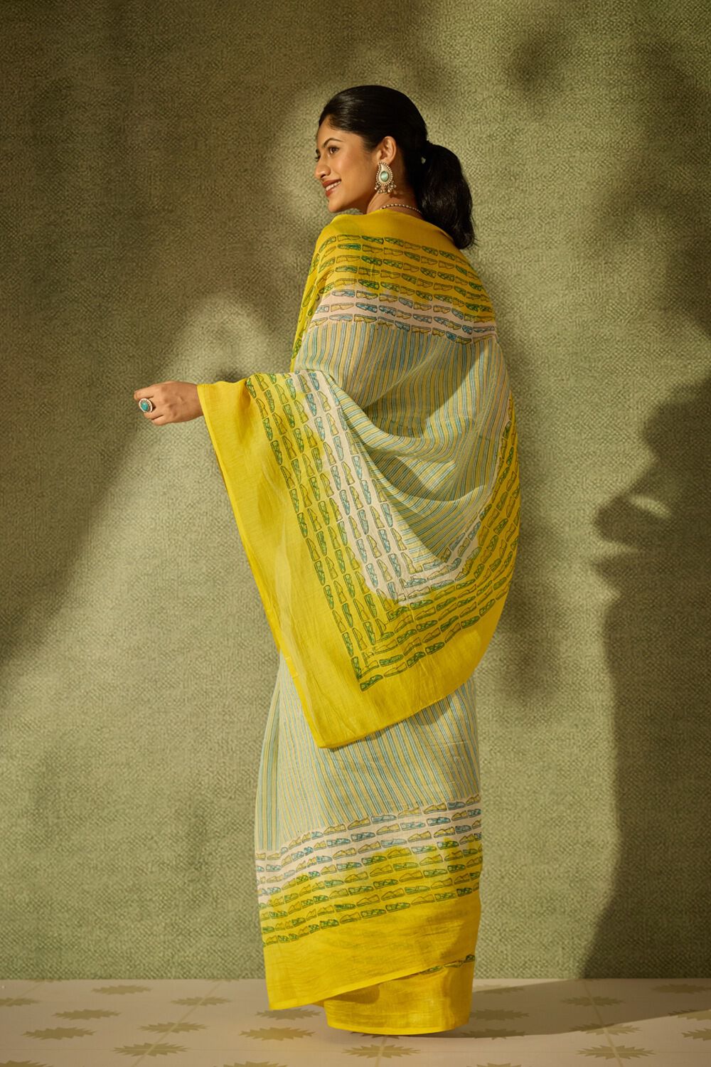 Blue Rajasthan Pure Silk Cotton Printed Sanganeri Saree image number null