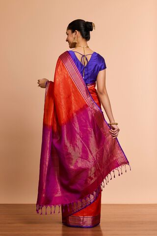 Dark Orange Woven Soft Pure Silk Saree thumbnail image number null