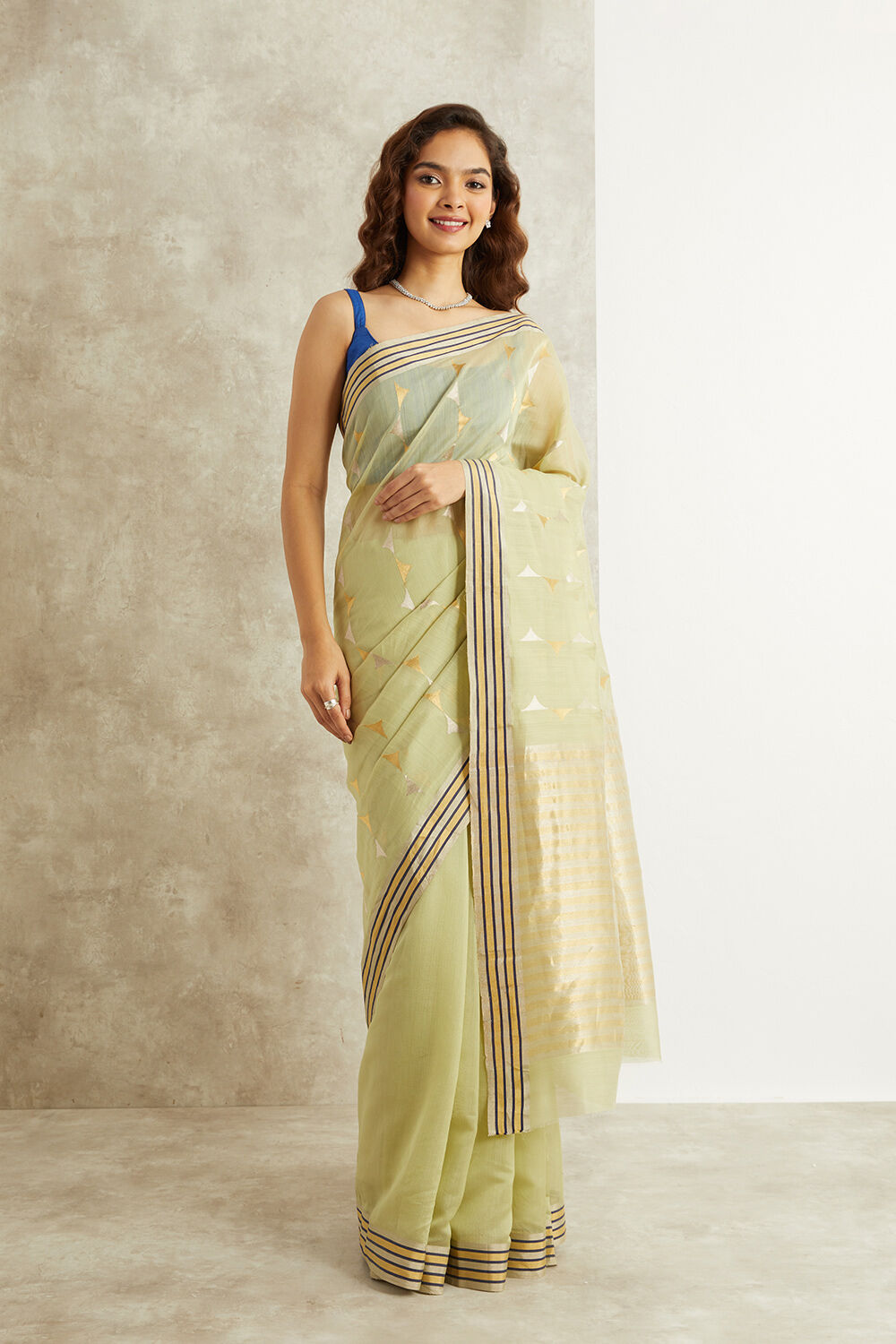 Light Green Pure Silk Cotton Eknaliya Chanderi Saree image number null