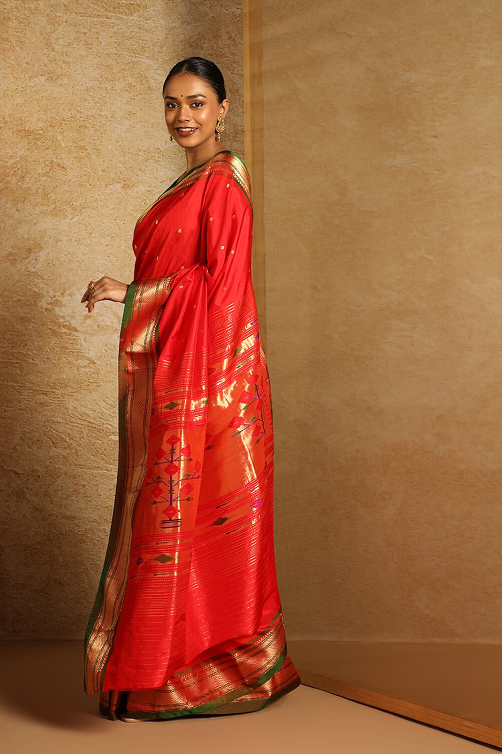 Red Pure Silk Paithani Saree image number null