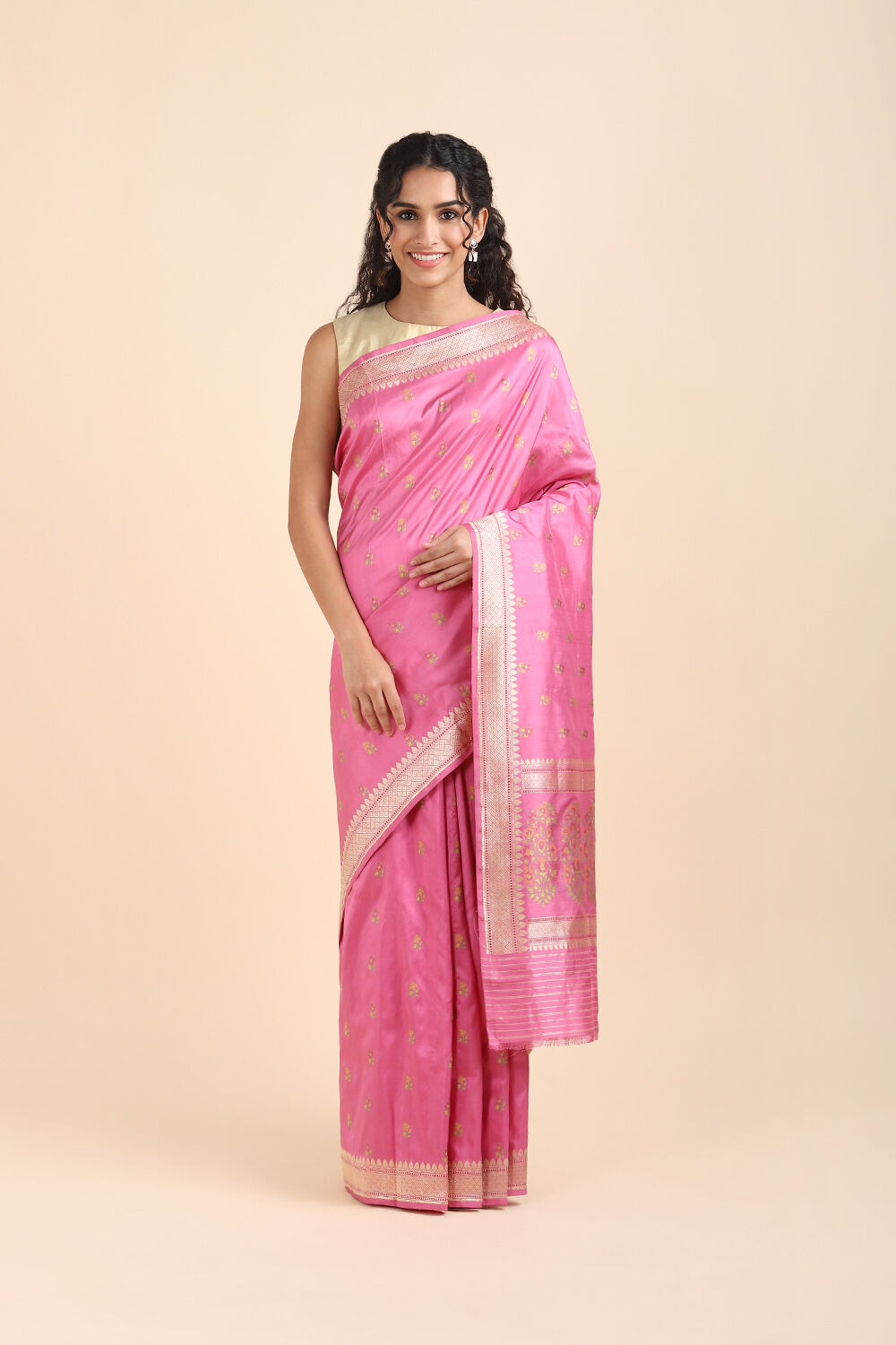 Pink Pure Silk Banarasi Saree image number null