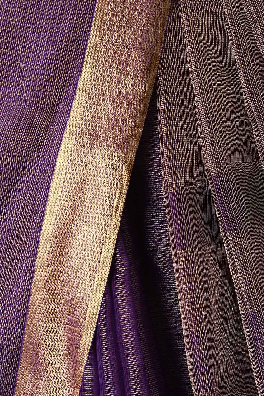 Violet Pure Silk Cotton Maheswari Saree image number null