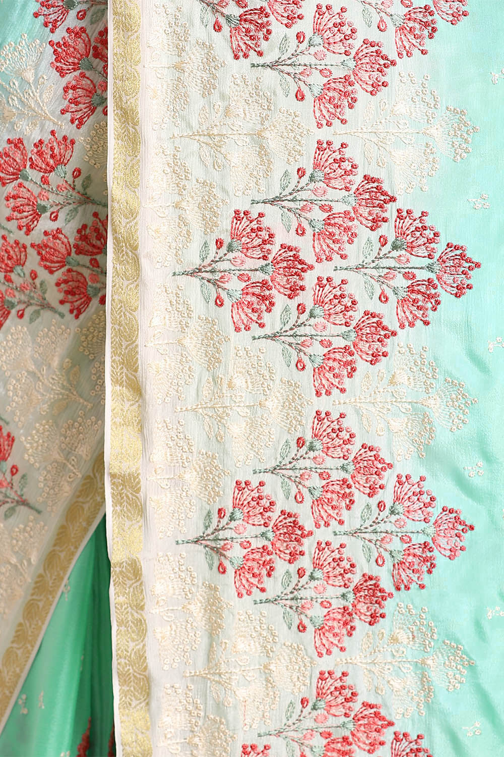 Green Viscose Embroidered Saree image number null
