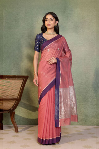Dark Pink Eknaliya Pure Silk Cotton Chanderi Saree thumbnail image number null