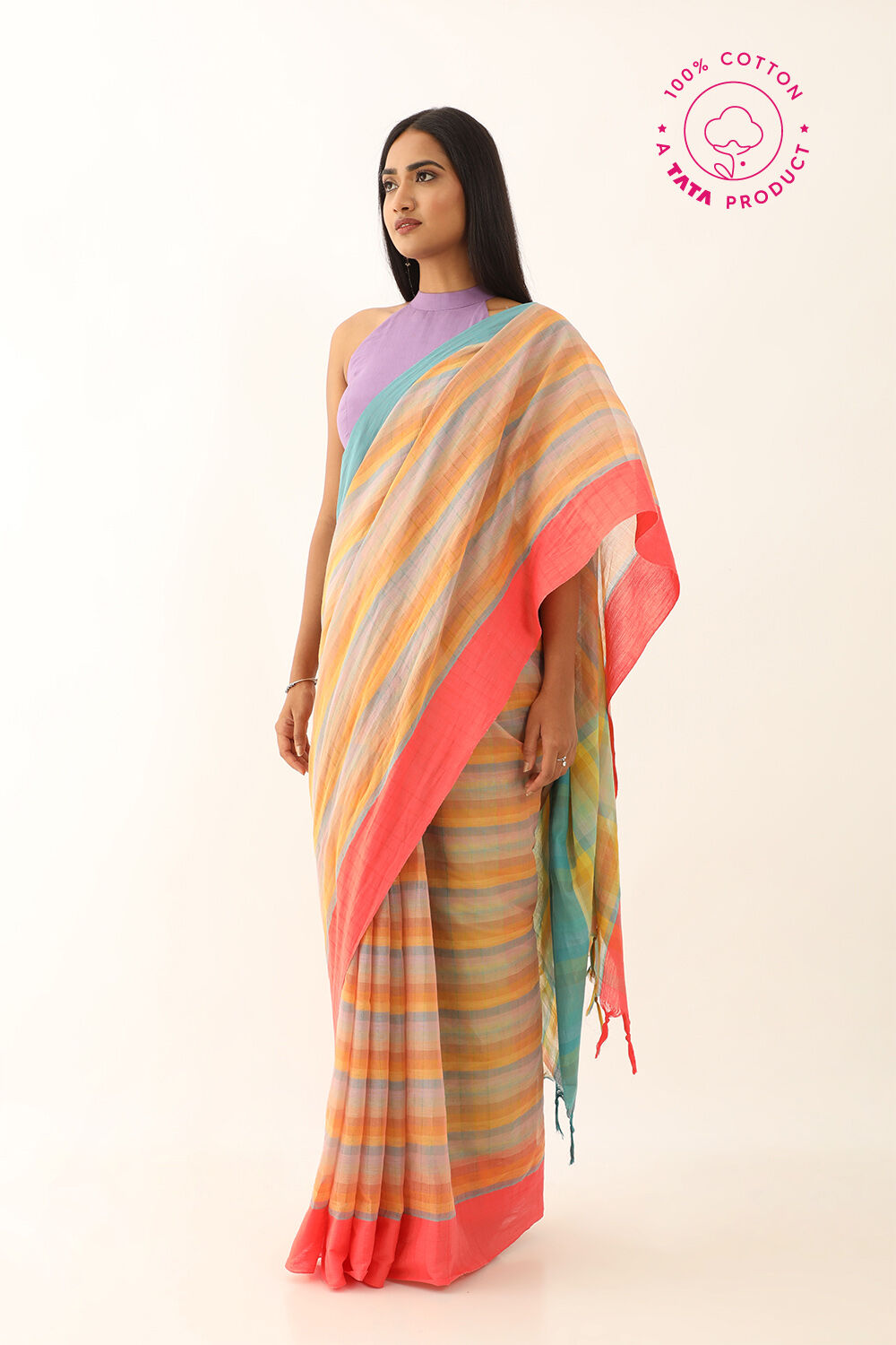 Multicoloured Pure Cotton Woven Narayanpet Saree image number null