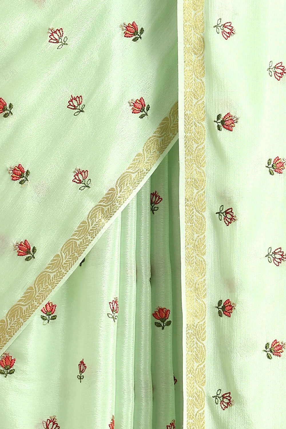 Light Green Viscose Embroidered Saree image number null
