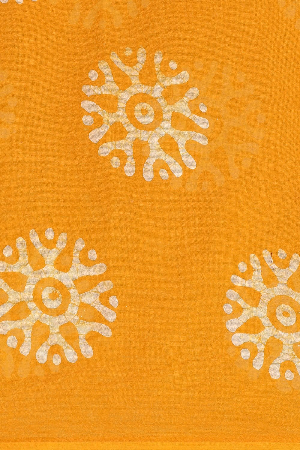 Light Pure Yellow Cotton Batik Saree image number null