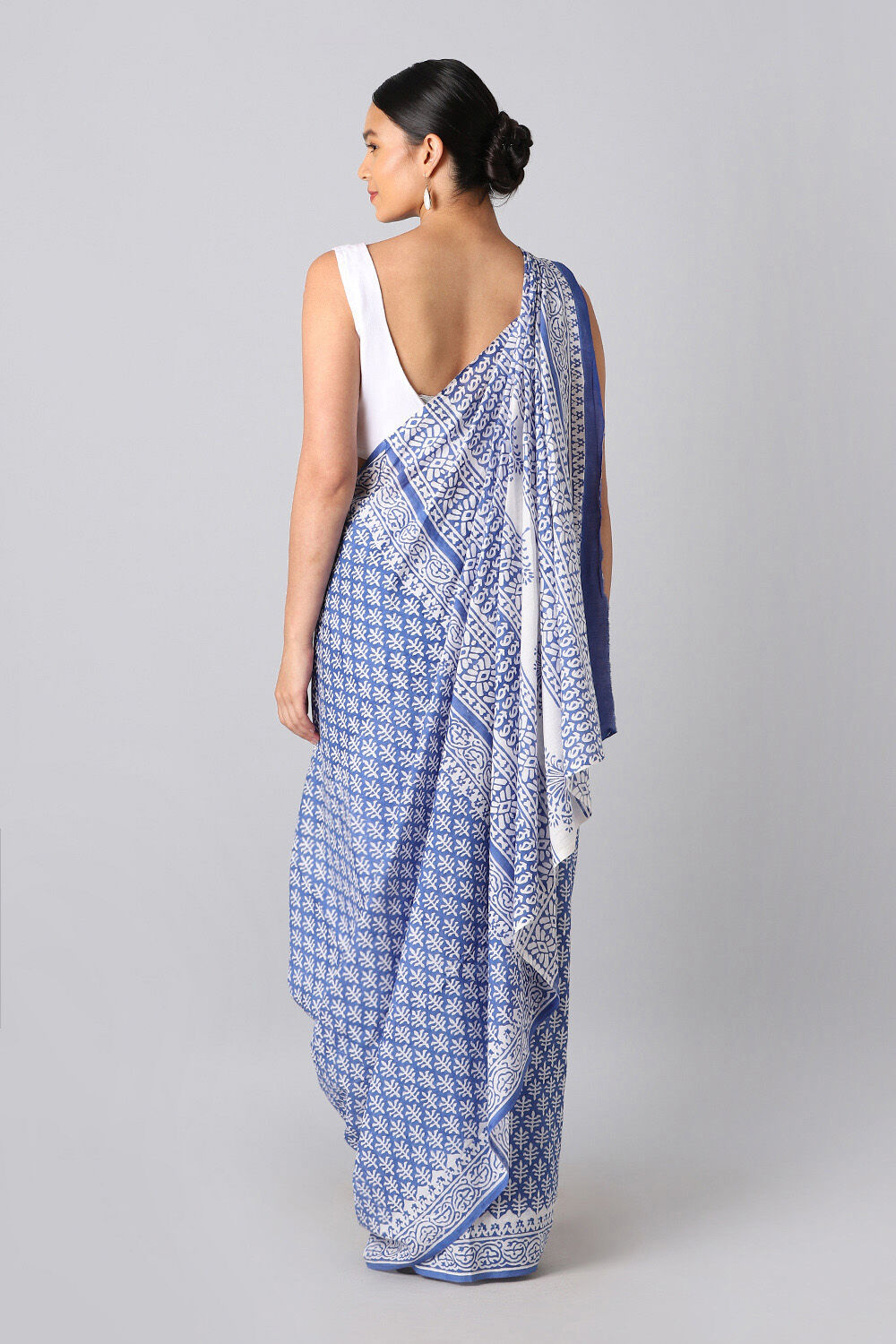 Blue Pure Cotton Sanganeri Printed Saree image number null