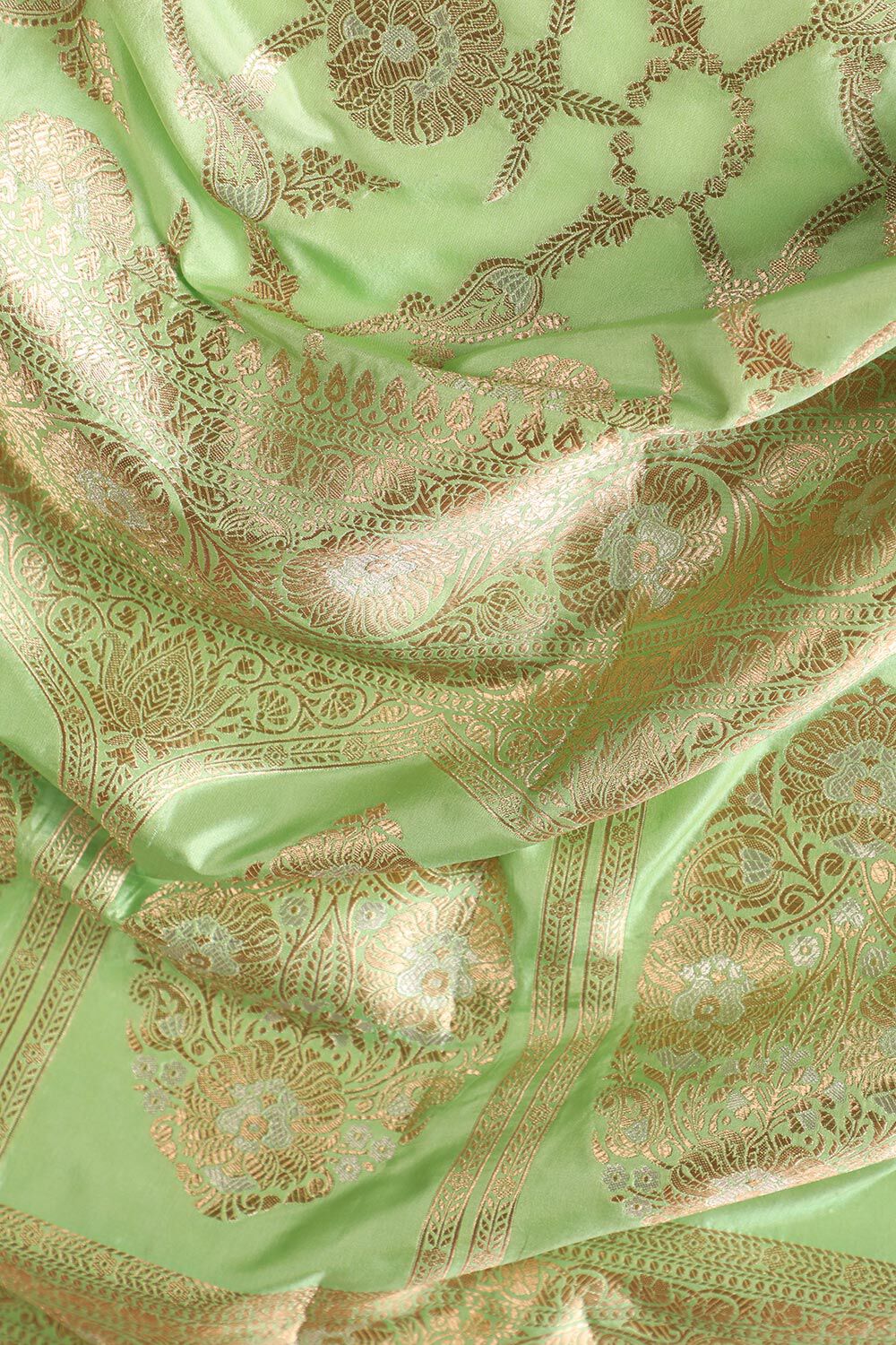 Green Pure Silk Woven Banarasi Saree image number null