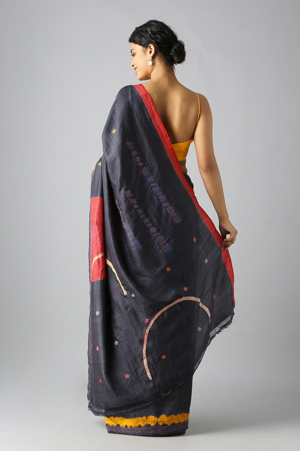 Grey Pure Silk Batik Saree image number null