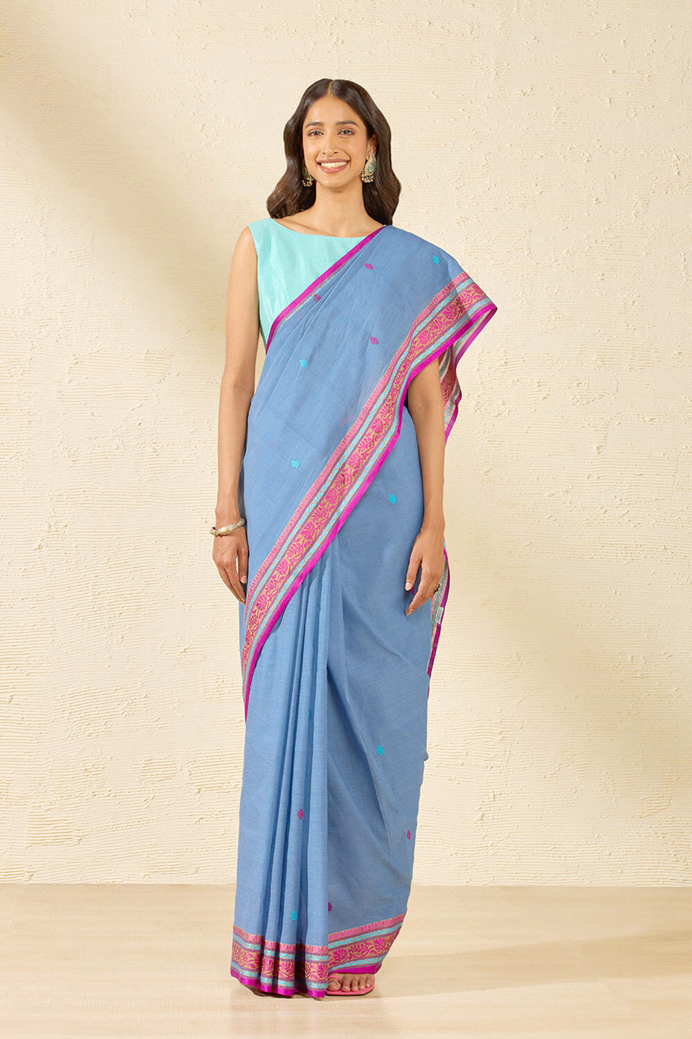 Blue Bengal Pure Cotton Jamdani Saree image number null