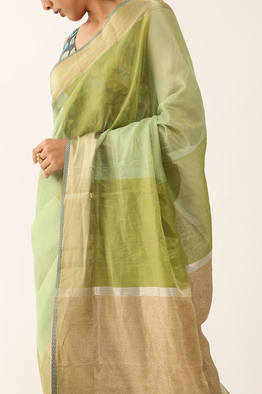 Light Green Woven Pure Tissue Cotton Maheswari Saree image number null