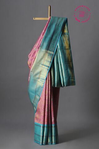 Light Pink Pure Silk Kanjivaram Saree image number
