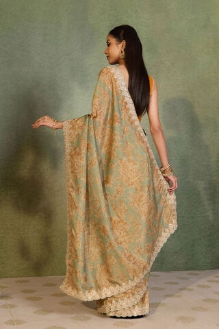 Light Blue Viscose Tissue Embroidered Saree thumbnail image number null