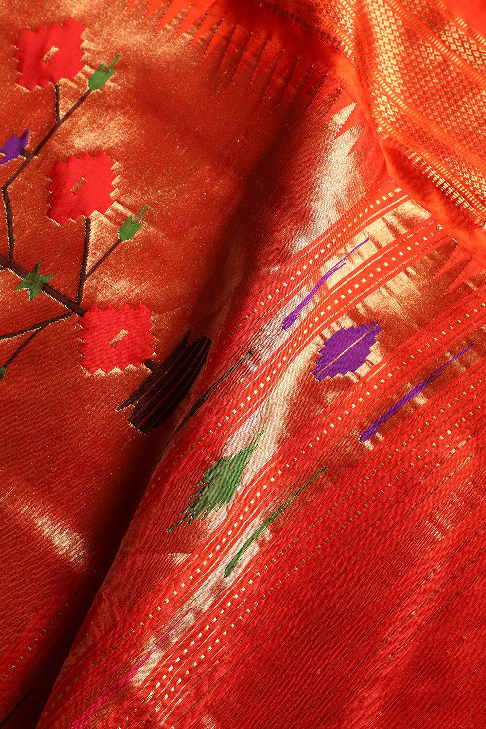 Orange Pure Silk Paithani Saree image number null