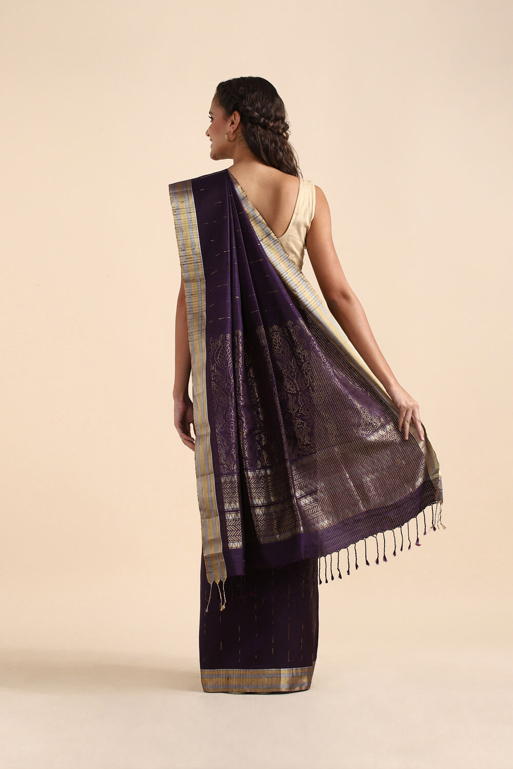 Violet Pure Soft Silk Saree image number null