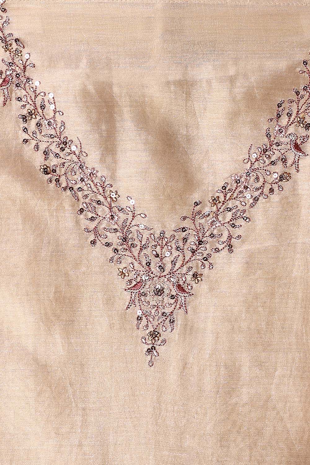 Light Orange Silk Cotton Embroidered Unstitched Suit Set image number null