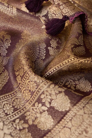 Purple Printed Viscose Tissue Saree thumbnail image number null