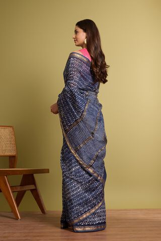 Dark Blue Pure Silk Cotton Batik Saree thumbnail image number null