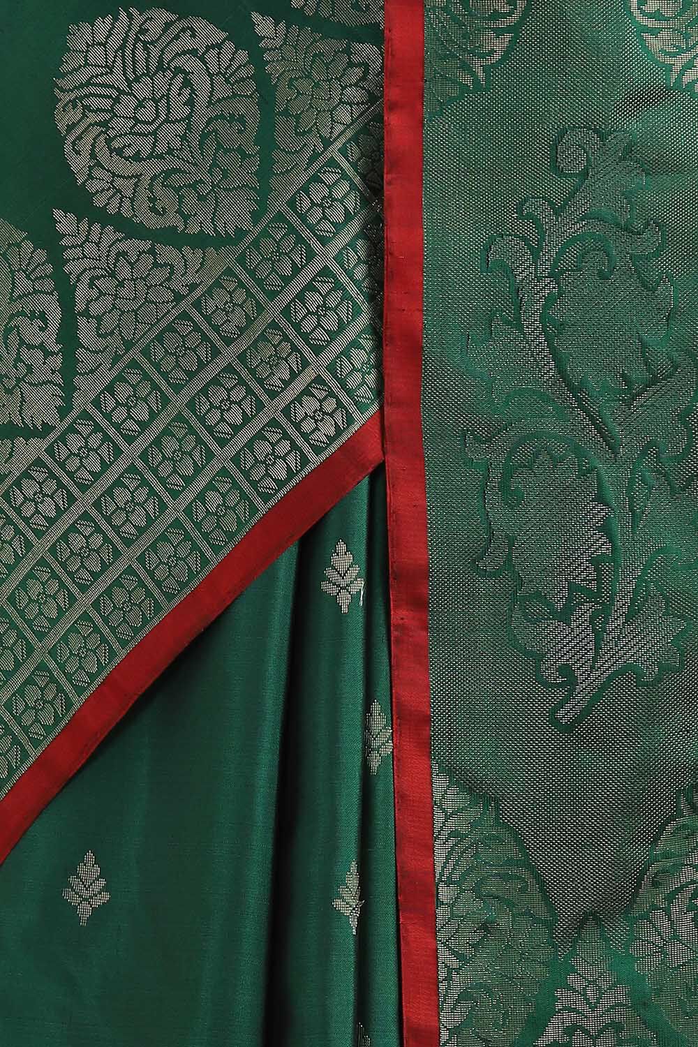 Green Pure Soft Silk Saree image number null