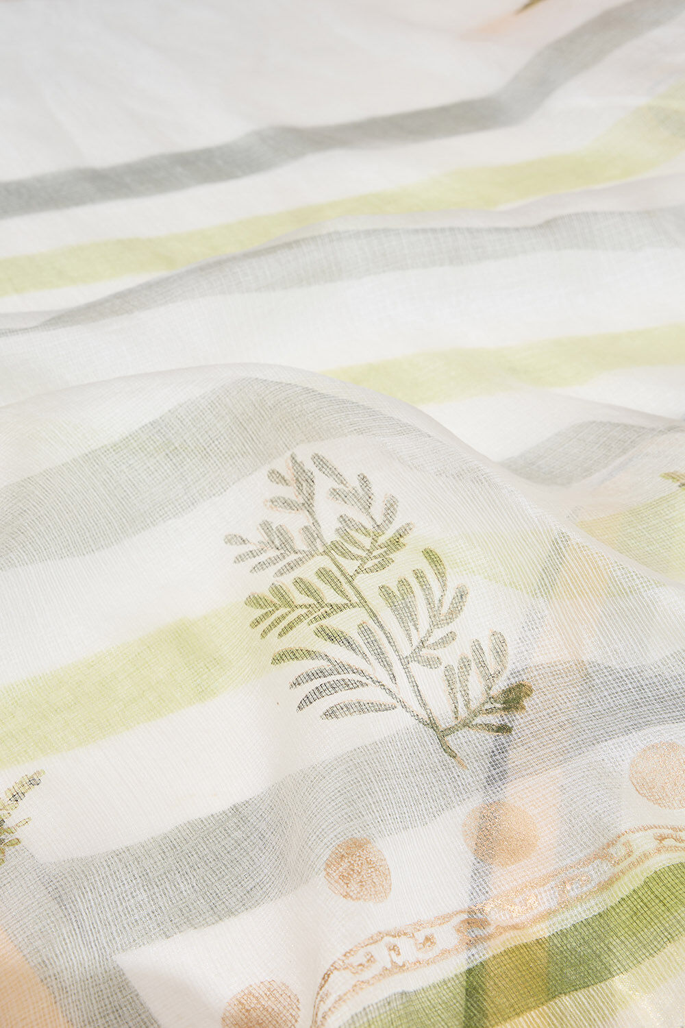 Off White Rajasthan Pure Silk Kota Printed Sanganeri Saree image number null