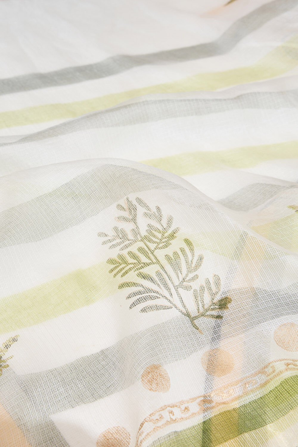 Off White Rajasthan Pure Silk Kota Printed Sanganeri Saree image number null