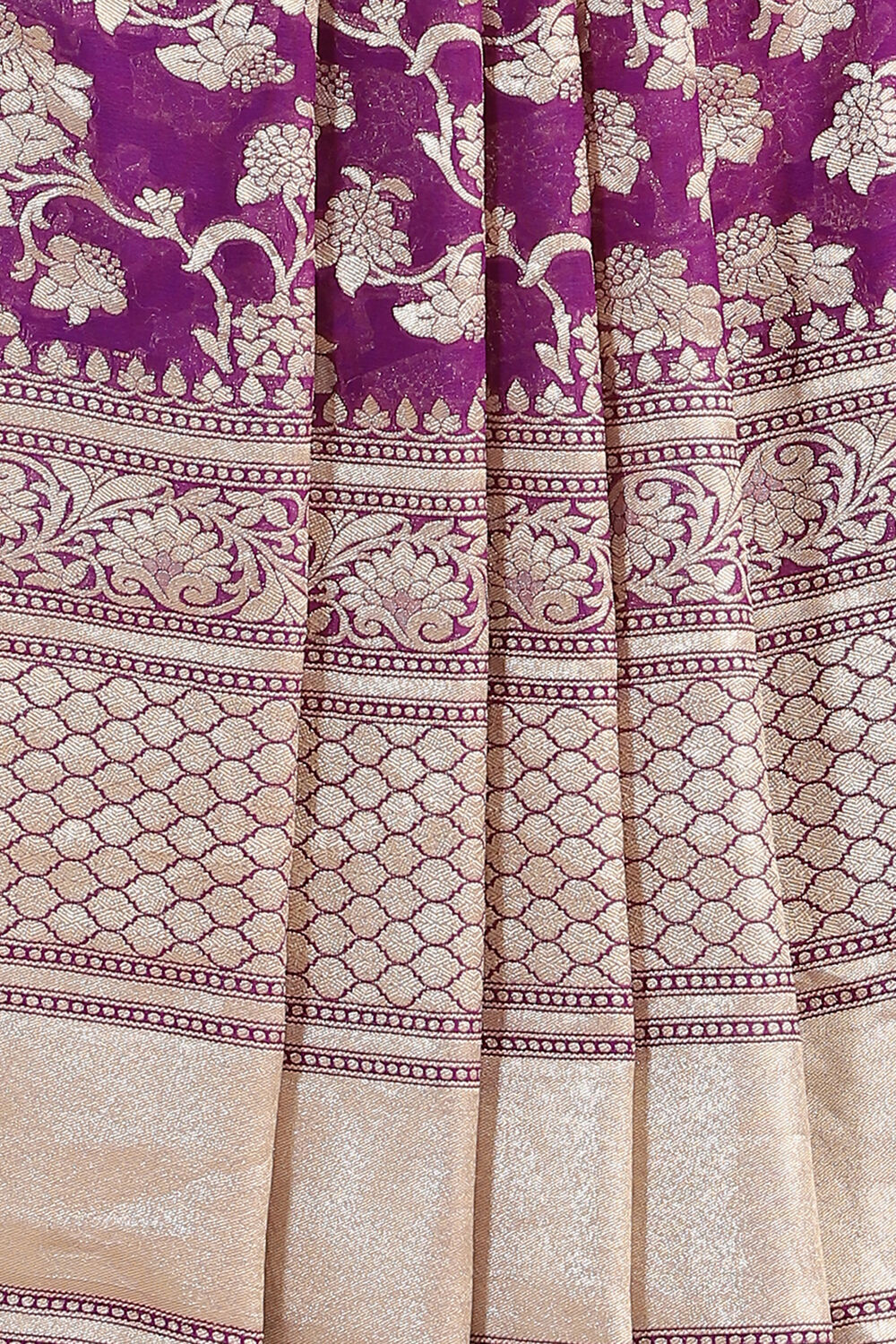 Purple Handwoven Banarasi Pure Georgette Saree image number null