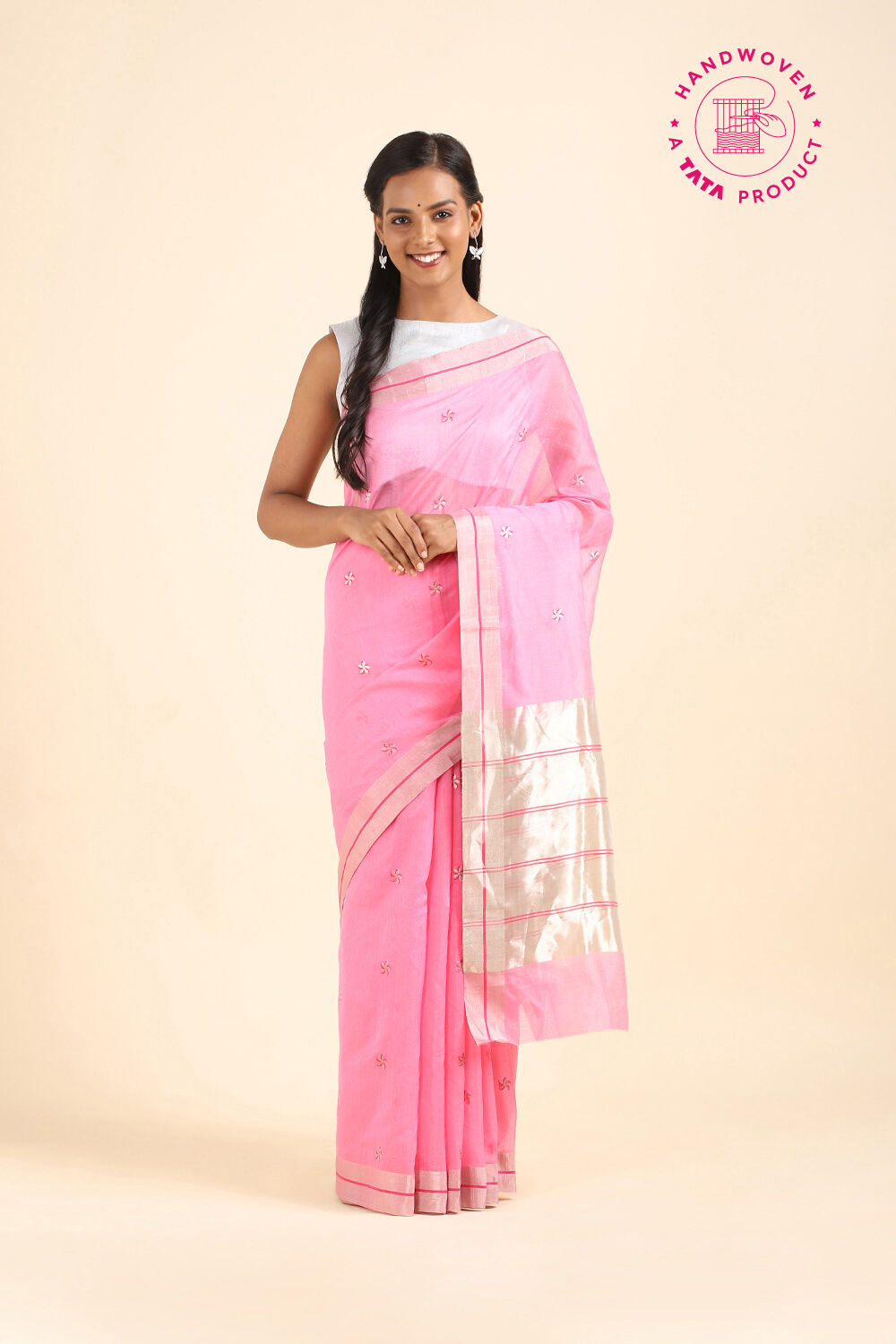 Light Pink Pure Silk Cotton Chanderi saree image number null