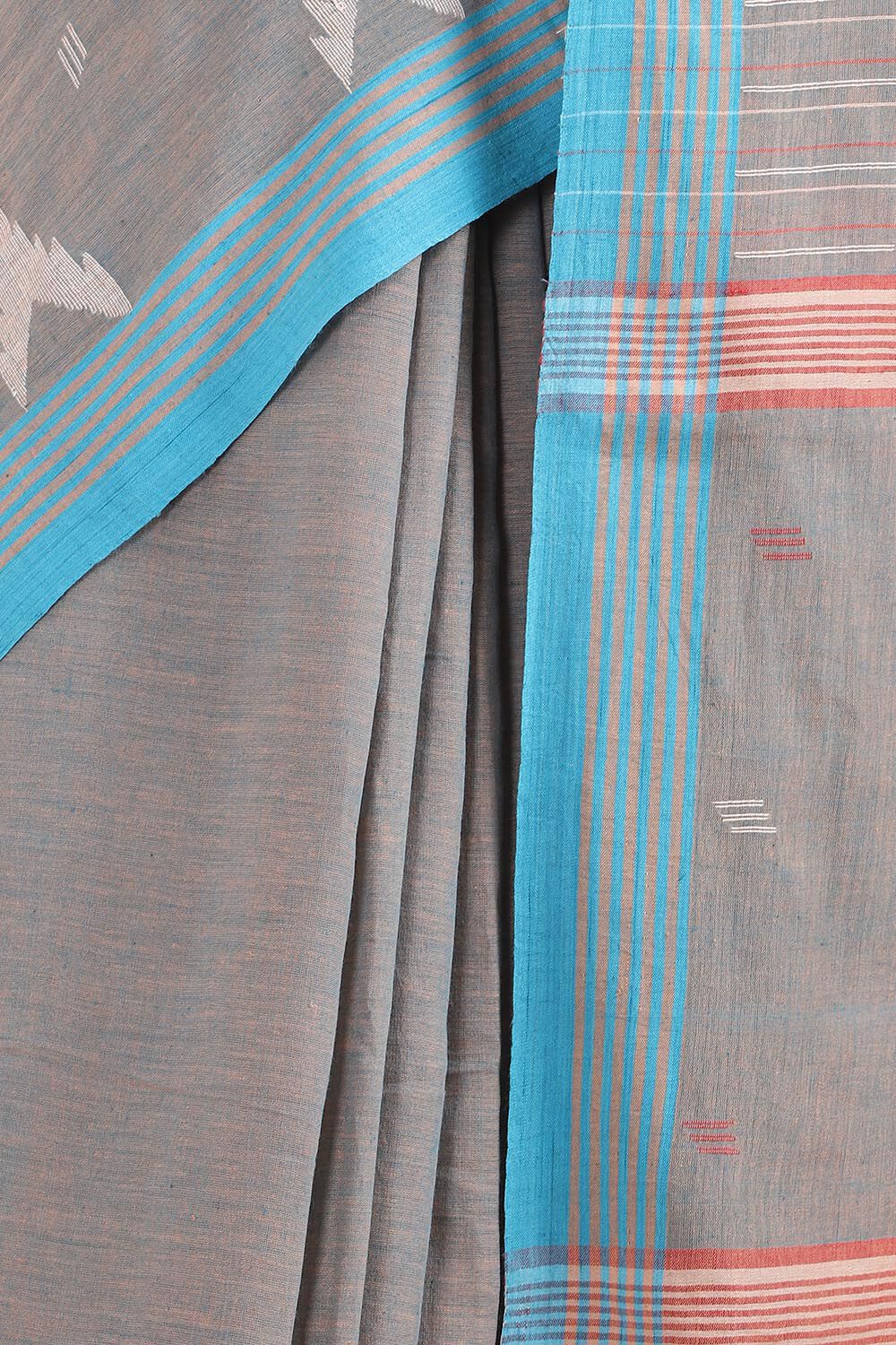 Light Blue Pure Khadi Cotton Jamdani Saree image number null