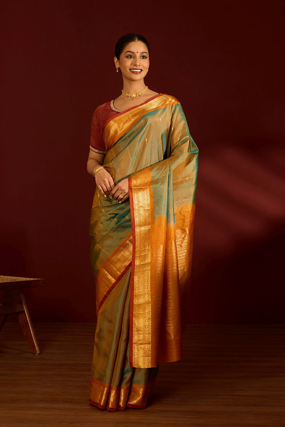 Dark Green Pure Silk Woven Kanjivaram Saree image number null