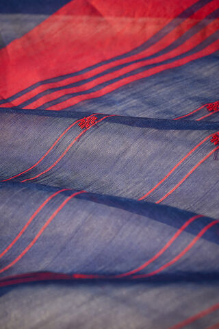 Dark Blue Woven Pure Silk Cotton Chanderi Saree thumbnail image number null
