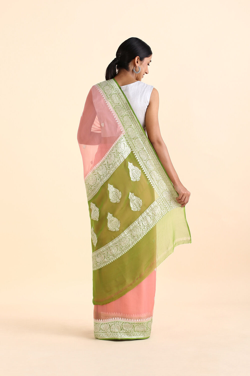 Light Pure Pink Georgette Banarasi Saree image number null
