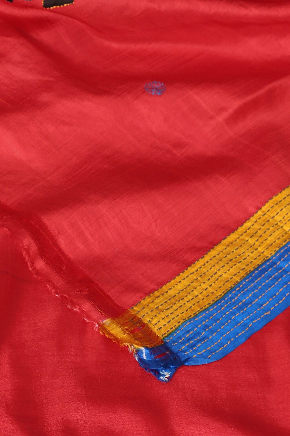 Red Pure Silk Hand Painted Saree image number null