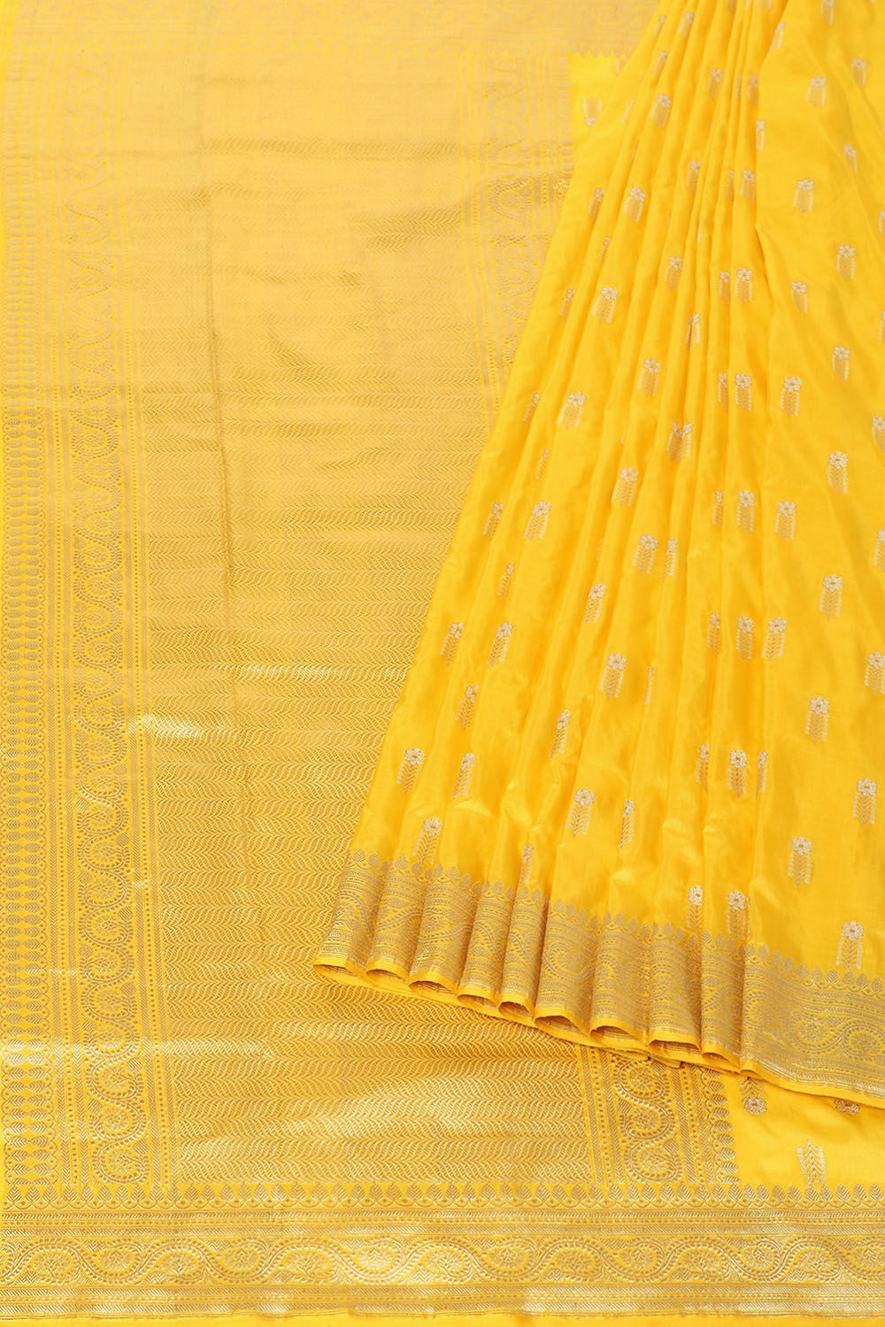Yellow Pure Silk Banarasi Saree image number null