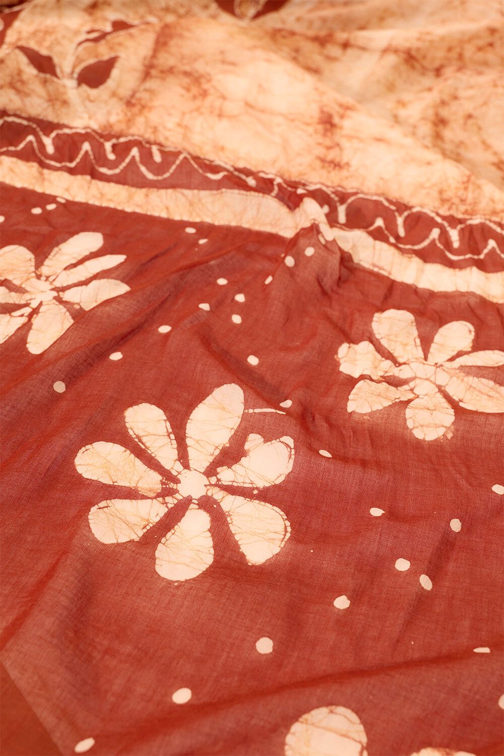 Dark Orange Ujjain Pure Cotton Batik Saree image number null
