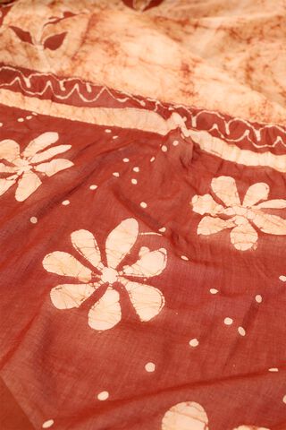 Dark Orange Ujjain Pure Cotton Batik Saree thumbnail image number null
