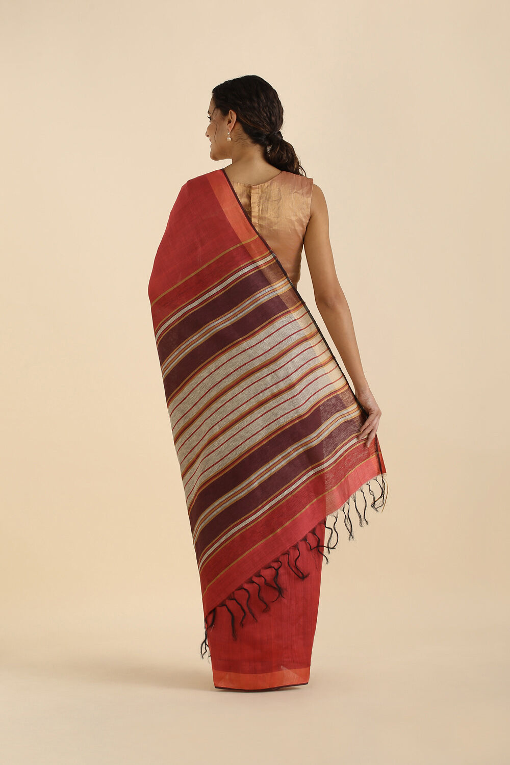 Red Pure Silk Viscose Bhagalpuri Saree image number null