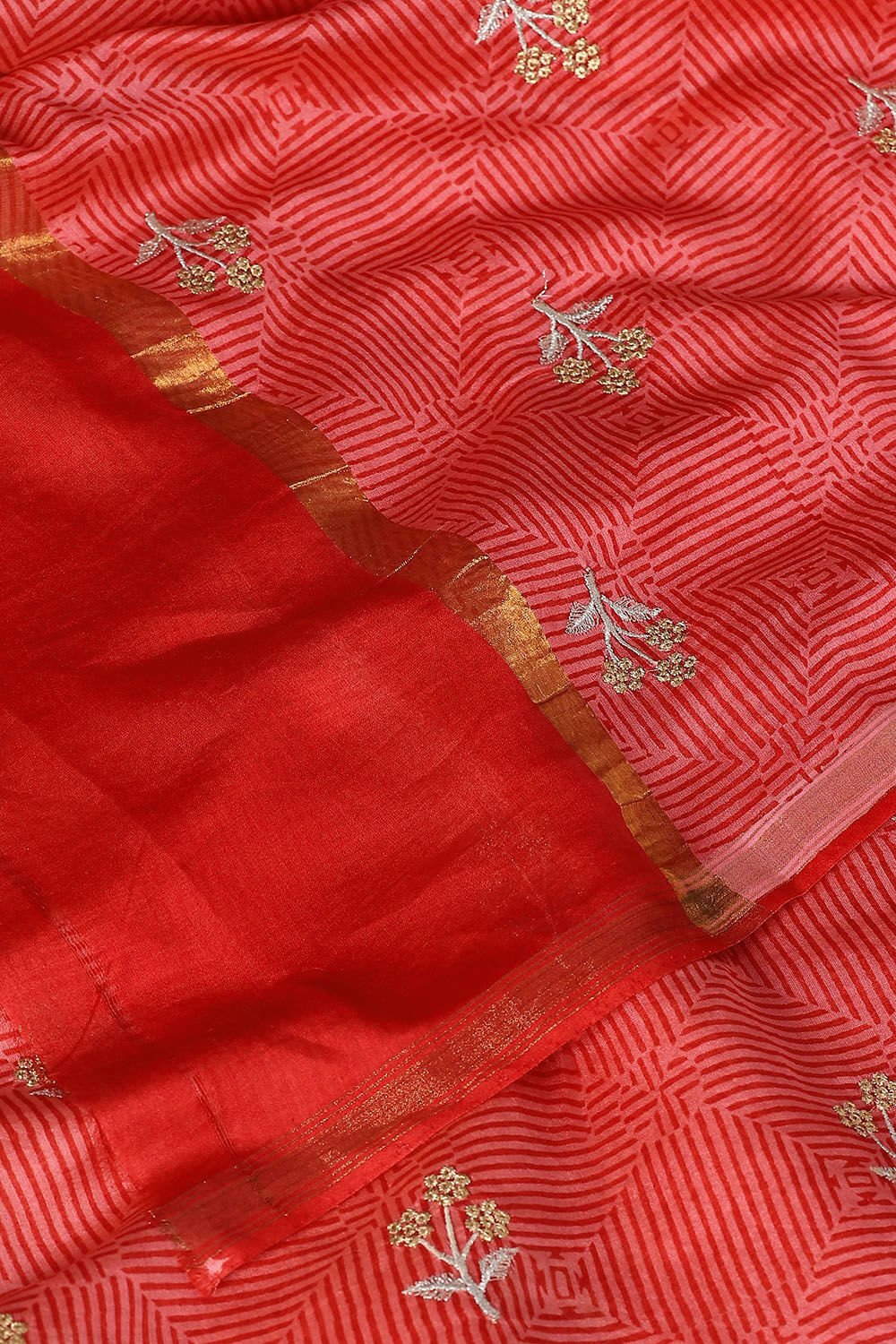 Red Pure Silk Cotton Printed Saree image number null