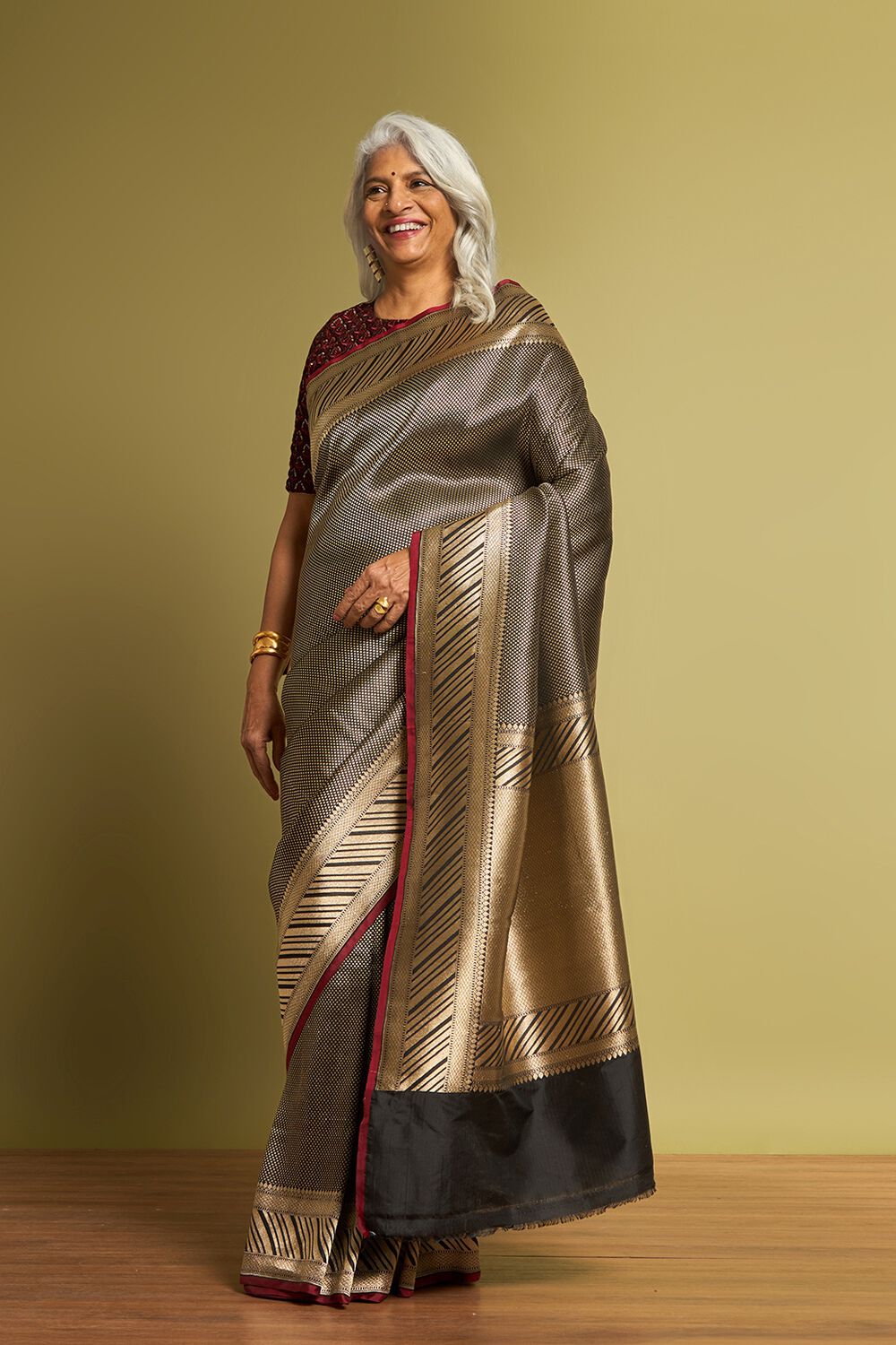 Black Pure Silk Brocade Banarasi Saree image number null