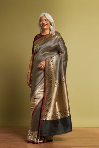 Black Pure Silk Brocade Banarasi Saree thumbnail image number null