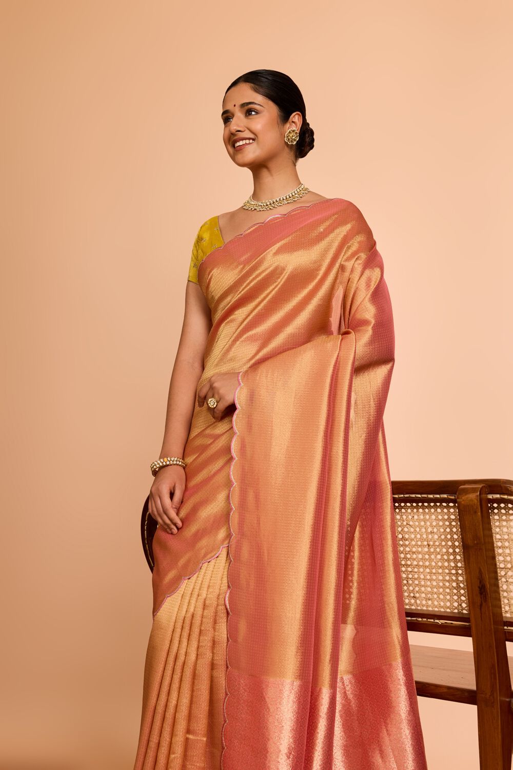 Light Pink  Viscose Tissue Woven Saree image number null