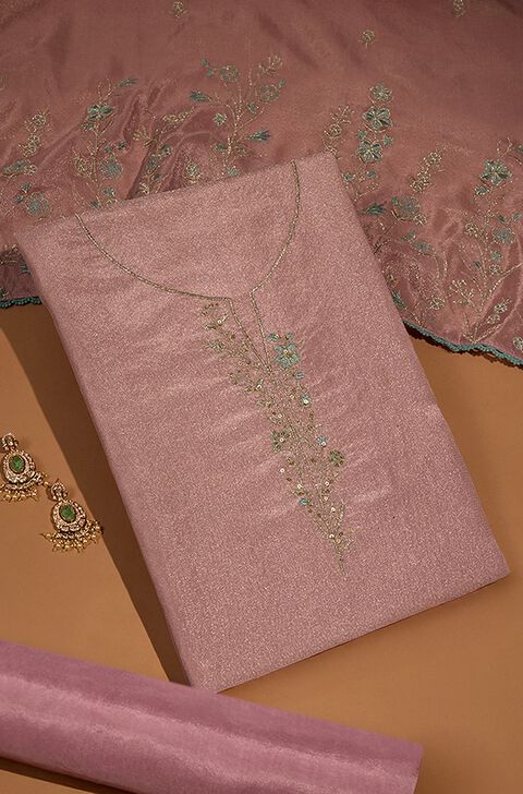 Violet Viscose Tissue Embroidered Unstitched Suit Set