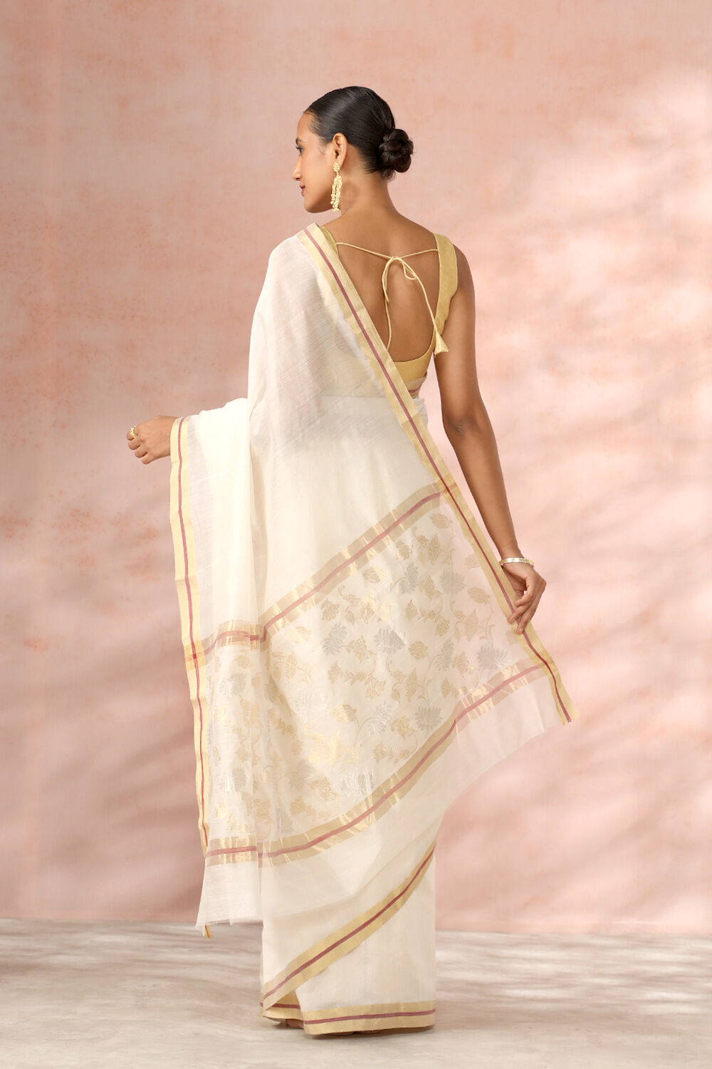 Off White Chanderi Pure Silk Cotton Woven Saree image number null