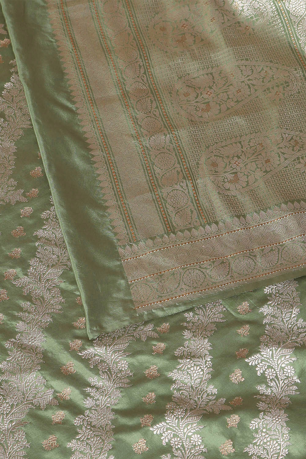 Light Green Pure Silk Banarasi Saree image number null