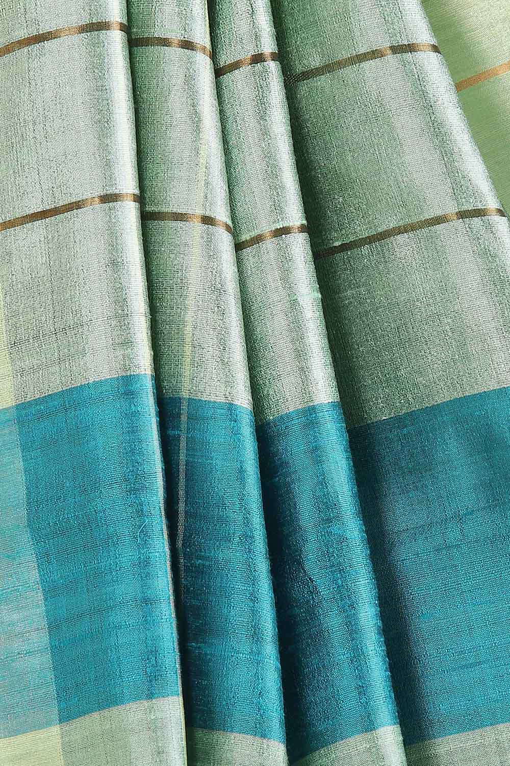 Green Pure Tussar Silk Bhagalpuri Saree image number null