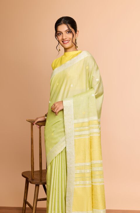 Light Green Assam Woven Modal Eri Saree