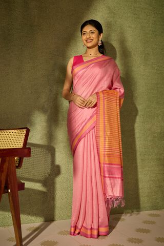 Pink Bhagalpur Woven Silk Viscose Saree thumbnail image number null