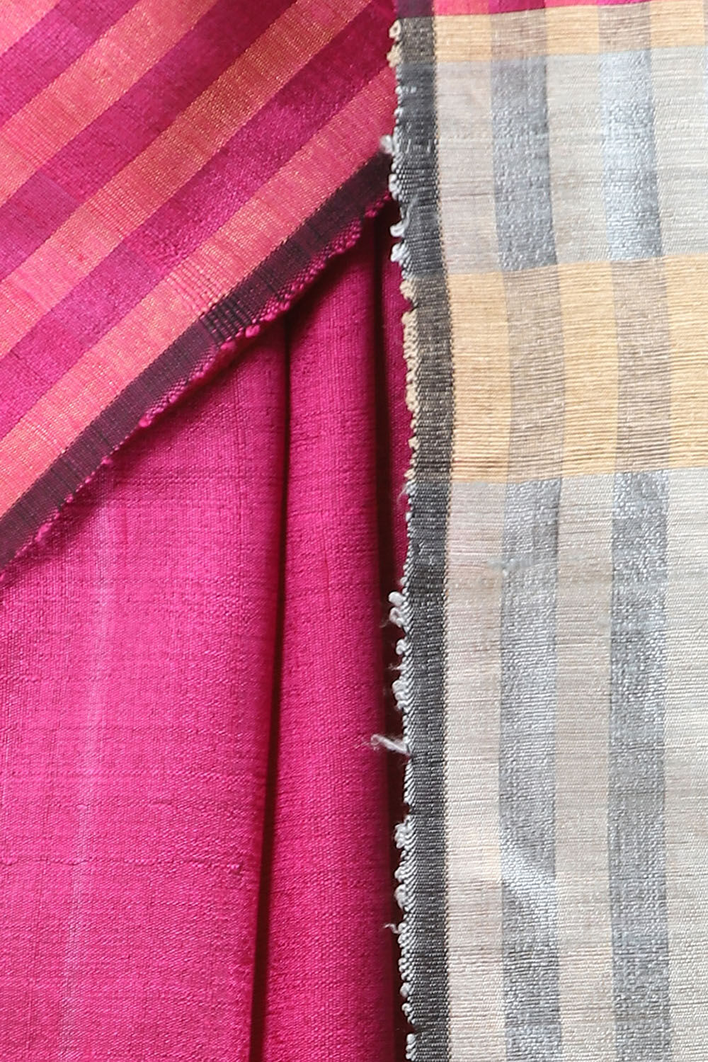 Dark Pink Pure Tussar Silk Bhagalpuri Saree image number null