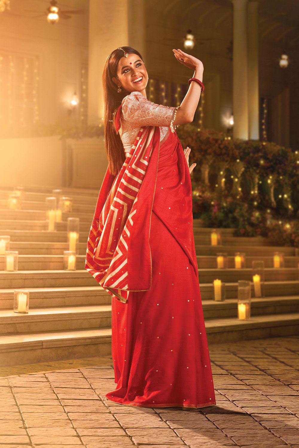 Red Tussar Vanya Embroidered Saree image number null